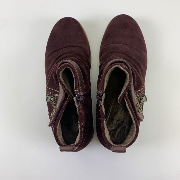 Earth Origins Avani Buckeye Bootie Burgundy Suede Ankle Boot Zip Strap Women 6.5 - Picture 6 of 15